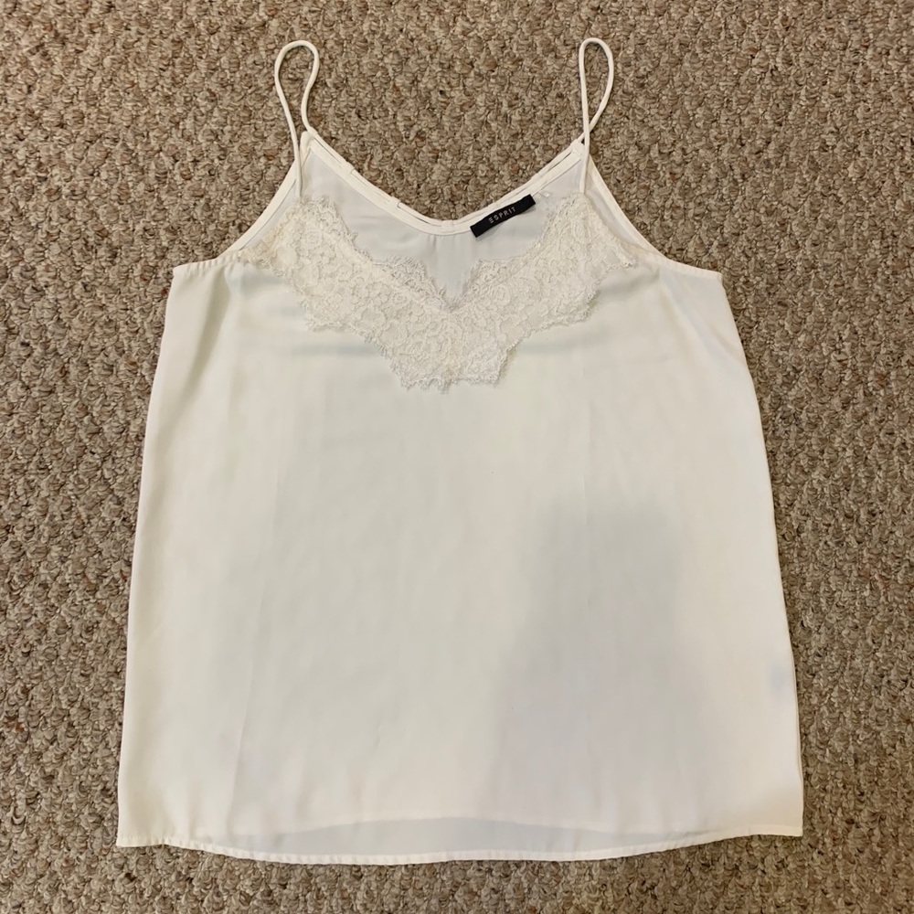 White Tank Top w/ Lace Trim